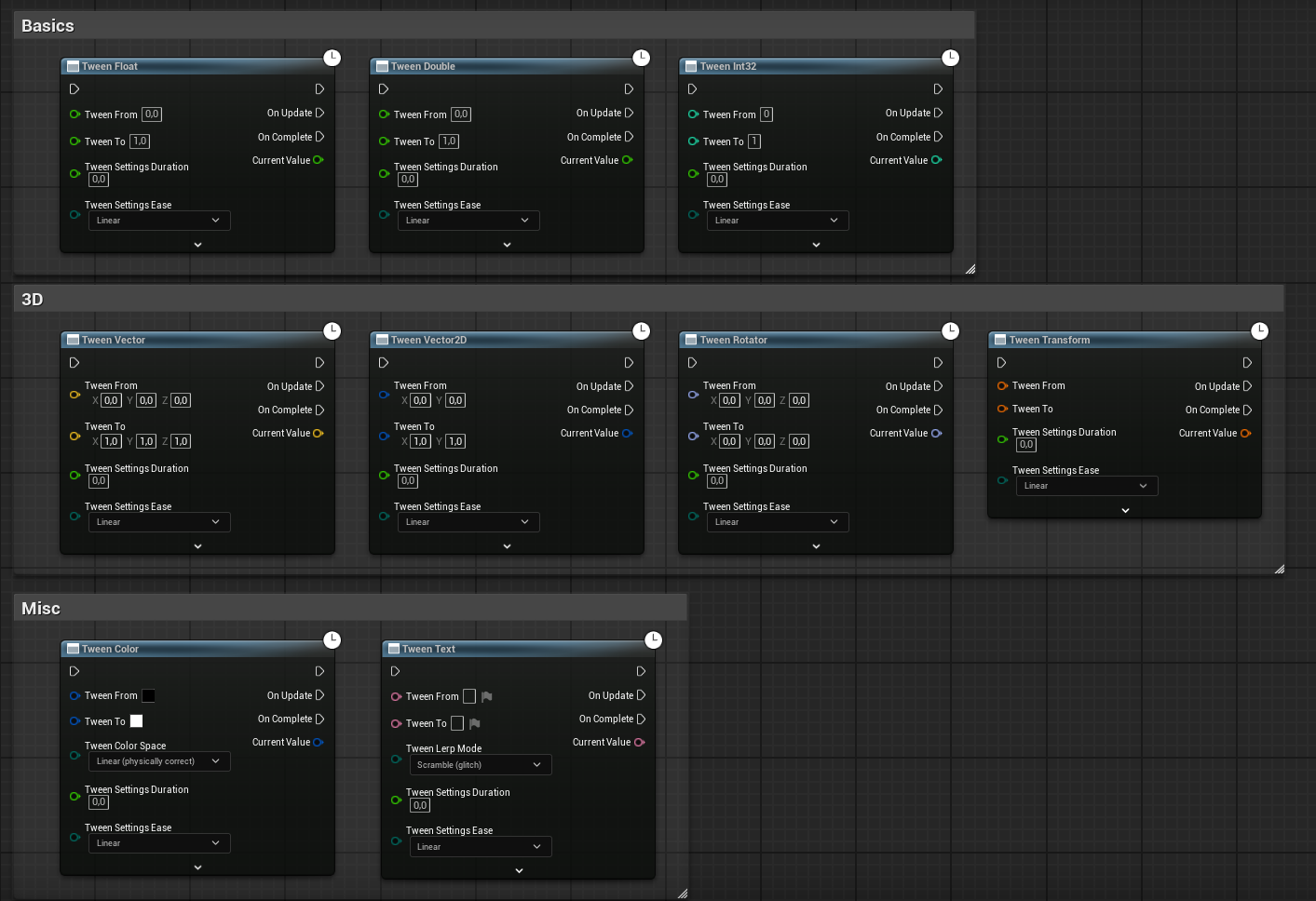 TypeTween: Supported Types in Blueprints